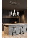 Searchlight® I Полилей Cattail, метална, лате, с прозрачно стъкло I 7 x LED - 76210-7CL - 5