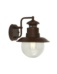 Searchlight® I Външен аплик Station - рустик кафява метална и стъклена I 1 x E27 - 7652RU - Цена | LEDs4economy