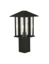 Searchlight® I Градински стълб Venice - Черен метал и водно стъкло I 1 x E27 - 7925-450