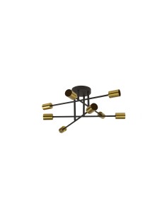 Searchlight® I Плафон Armstrong - черен и сатениран месинг I 8 x E27 - 8048-8BK - Цена | LEDs4economy 2