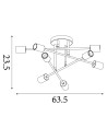 Searchlight® I Плафон Armstrong - черен и сатениран месинг I 8 x E27 - 8048-8BK - 4
