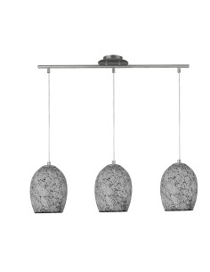 Searchlight® I Пендел Crackle - сатенено сребро и напукано бяло стъкло I 3 x E27 - 8069-3WH - Цена | LEDs4economy 2
