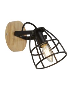 Searchlight® I Аплик Vision - матово черно, метал и дърво I 1 x E14 - 81698-1BK - Цена | LEDs4economy