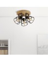 Searchlight® I Плафон Vision - матово черно метално и дървено покритие I 3 x E14 - 81698-3BK - 5