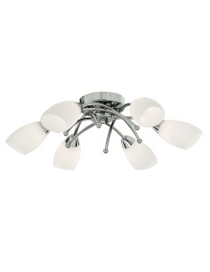 Searchlight® I Плафон Opera - Хромиран метал и Опалово стъкло I 6 x G9 - 8186-6CC - Цена | LEDs4economy