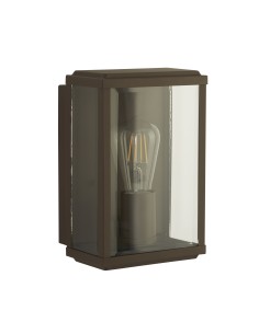 Searchlight® I Външен аплик Box - рустик кафява и стъклена I 1 x E27 - 8204RUS - Цена | LEDs4economy 2