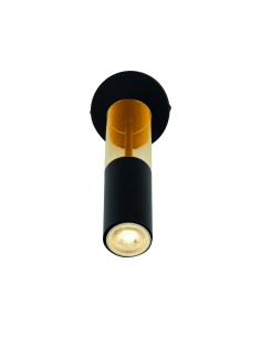 Searchlight® I Аплик Merrygold - черен метал и кехлибарен акрил I 1 x GU10 - 82122-1BK - Цена | LEDs4economy