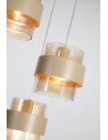 Searchlight® I Пендел Royal, пясъчен метал, кехлибарено оребрено стъкло I 3 x E27 - 82433-3SA - 3