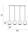 Searchlight® I Пендел Royal Bar, пясъчен метал, кехлибарено оребрено стъкло I 4 x E27 - 82434-4SA - 4