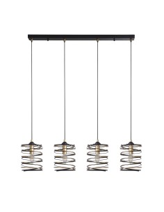 Searchlight® I Пендел Spring - черен метал и злато I 4 x E14 - 85583-4BGO - Цена | LEDs4economy 2