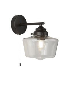 Searchlight® I Аплик School House - черен метал и прозрачно стъкло I 1 x E27 - 8708-1BK - Цена | LEDs4economy