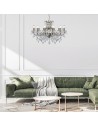 Searchlight® I Полилей Paris - Античен месинг, метал и прозрачен кристал I 12 x E14 - 87312-12AB - 5