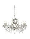 Searchlight® I Полилей Paris - сатенено сребристо и прозрачни кристални капки I 12 x E14 - 87312-12SS