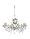 Searchlight® I Полилей Paris - сатенено сребристо и прозрачни кристални капки I 12 x E14 - 87312-12SS - 2