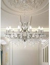 Searchlight® I Полилей Paris - сатенено сребристо и прозрачни кристални капки I 12 x E14 - 87312-12SS - 5