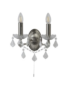 Searchlight® I Аплик Paris - сатенено сребристо и прозрачни кристални капки I 2 x E14 - 8732-2SS - Цена | LEDs4economy 2