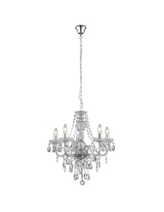 Searchlight® I Пендел Marie Therese - прозрачно стъкло и акрил I 5 x E14 - 8885-5CL - Цена | LEDs4economy