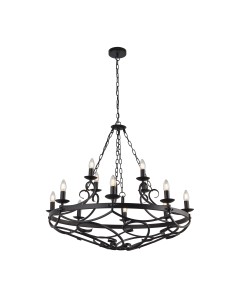 Searchlight® I Пендел Cartwheel III 1 - Черно ковано желязо I 12 x E14 - 8912-12BK - Цена | LEDs4economy