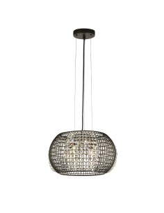 Searchlight® I Пендел Cage - черен метал и кристално стъкло I 4 x G9 - 9094-4BK - Цена | LEDs4economy