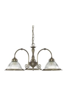Searchlight® I Пендел American Diner - античен месинг и оребрено стъкло I 3 x E27 - 9343-3 - Цена | LEDs4economy