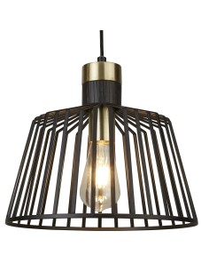 Searchlight® I Пендел Bird Cage - метал, черен и сатениран месинг I 1 x E27 - 9411BK - Цена | LEDs4economy