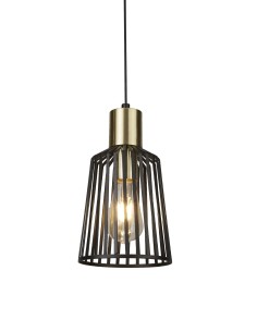 Searchlight® I Пендел Bird Cage - метал, черен и сатениран месинг I 1 x E27 - 9412BK - Цена | LEDs4economy