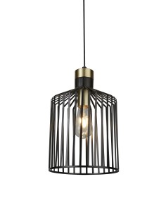 Searchlight® I Пендел Bird Cage - метал, черен и сатениран месинг I 1 x E27 - 9413BK - Цена | LEDs4economy