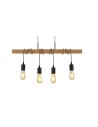 Searchlight® I Пендел Woody - естествено дърво и черен метал I 4 x E27 - 95041-4BR