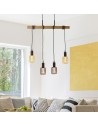 Searchlight® I Пендел Woody - естествено дърво и черен метал I 4 x E27 - 95041-4BR - 5