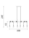Searchlight® I Пендел Woody - естествено дърво и черен метал I 6 x E27 - 95041-6BR - 4