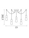 Searchlight® I Пендел Squiggle - черен метал и кабели I 5 x E27 - 9665-5BK - 4