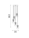 Searchlight® I Пендел Cyclone - хромиран метал и стъкло I 5 x LED - 97291-5CL - 4