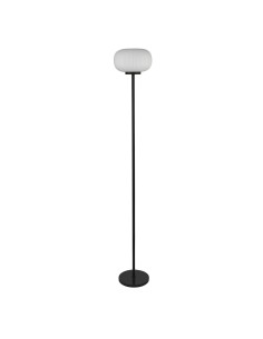 Searchlight® I Лампион Lumina - черен метал и опалово оребрено стъкло I 1 x E27 - EU10274-1BK - Цена | LEDs4economy 2