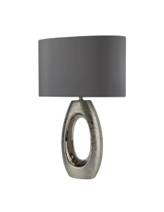 Searchlight® I Настолна лампа Artisan - керамика, хром и сив абажур от изкуствена коприна I 1 x E27 - EU1213CC - Цена | LEDs4eco 2