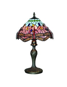 Searchlight® I Настолна лампа Dragonfly - античен месинг и витраж I 1 x E27 - EU1287 - Цена | LEDs4economy 2