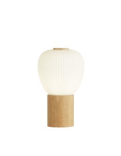 Searchlight® I Настолна лампа Ella - дърво и опалово оребрено стъкло I 1 x E14 - EU31410-1NA - Цена | LEDs4economy