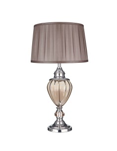 Searchlight® I Настолна лампа Greyson - хром, кехлибарено стъкло и кафяв абажур I 1 x E27 - EU3721AM - Цена | LEDs4economy
