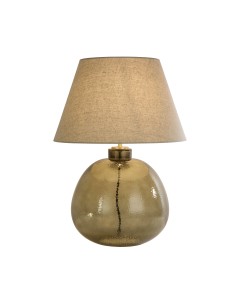 Searchlight® I Настолна лампа Zenith, зелено стъкло с абажур от естествен лен I 1 x E27 - EU44651GR - Цена | LEDs4economy