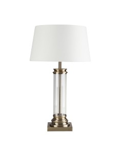 Searchlight® I Настолна лампа Pedestal - античен месинг, стъкло и кремав плат I 1 x E27 - EU5141AB - Цена | LEDs4economy 2