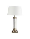 Searchlight® I Настолна лампа Pedestal - античен месинг, стъкло и кремав плат I 1 x E27 - EU5141AB - 2