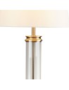 Searchlight® I Настолна лампа Pedestal - античен месинг, стъкло и кремав плат I 1 x E27 - EU5141AB - 3