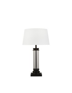 Searchlight® I Настолна лампа Pedestal - черен метал, стъкло и бял текстилен абажур I 1 x E27 - EU5141BK - Цена | LEDs4economy