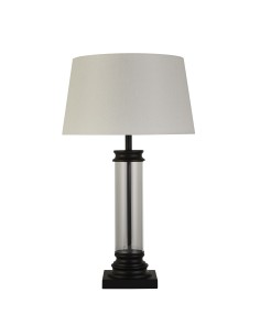 Searchlight® I Настолна лампа Pedestal - черен метал, стъкло и бял текстилен абажур I 1 x E27 - EU5141BK - Цена | LEDs4economy 2