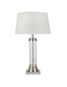 Searchlight® I Настолна лампа Pedestal - сатенено сребристо, стъкло и кремав плат I 1 x E27 - EU5141SS
