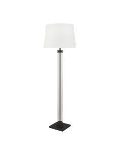 Searchlight® I Лампион Pedestal - черен метал, стъкло и бял текстилен абажур I 1 x E27 - EU5142BK - Цена | LEDs4economy