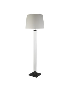 Searchlight® I Лампион Pedestal - черен метал, стъкло и бял текстилен абажур I 1 x E27 - EU5142BK - Цена | LEDs4economy 2