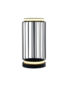 Searchlight® I Настолна лампа Circolo Cage - черен метал и бял силикон I 1 x LED - EU54210-1BK - Цена | LEDs4economy