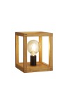Searchlight® I Square настолна лампа - естествено дърво и черен метал I 1 x E27 - EU54742-1NA