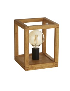 Searchlight® I Square настолна лампа - естествено дърво и черен метал I 1 x E27 - EU54742-1NA - Цена | LEDs4economy 2