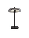 Searchlight® I Настолна лампа Frisbee - черен метал и опушено стъкло I 1 x LED - EU59801-1SM - 2